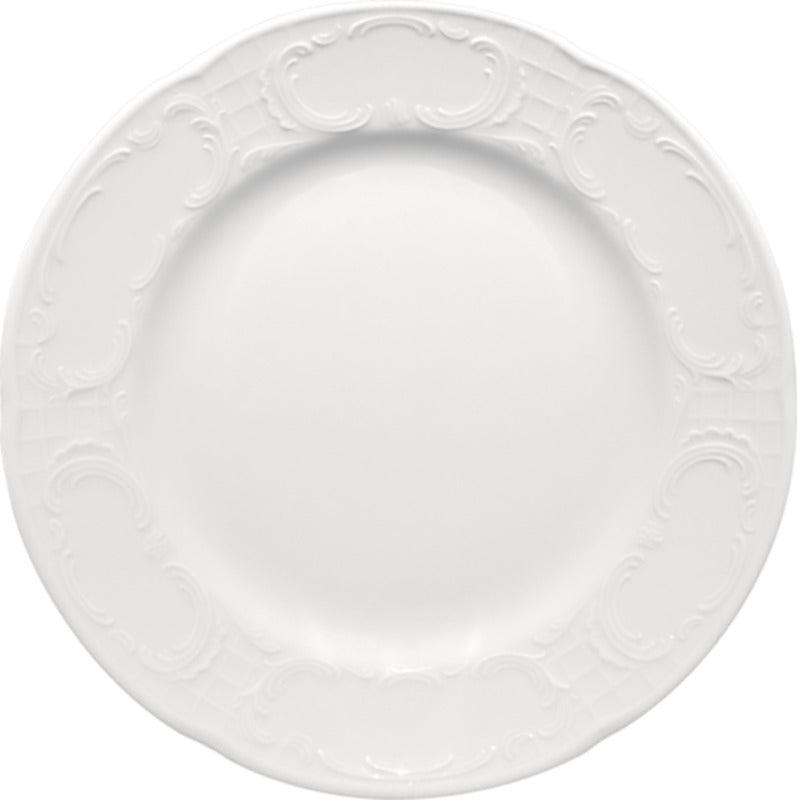 White Flat Plate With Steep Rim 7.7