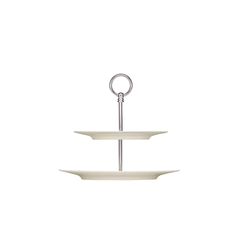 White Flat Plate with Rim Double Etagere 11.3