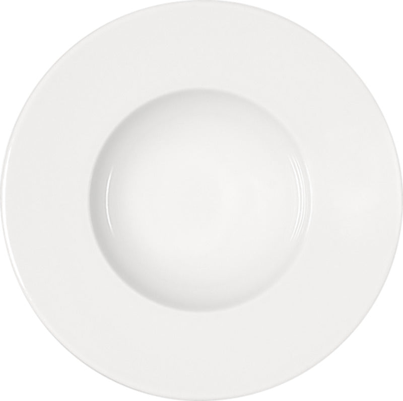 White Deep Plate with Wide Rim 7.8