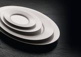 White Oval Etagère Platter With Rim 14.9